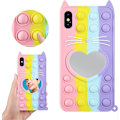 Miniatyrbild 1 av 5: Gult Hjärta Kattfodral för iPhone Xs Max Cartoon Rolig Kawaii Söt Silikonfodral Fidget Unik Design Estetisk för Flickor Pojkar Barn Fodral (för iPhone X