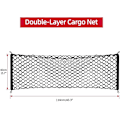 Miniatyrbillede 5 af 5: Heavy Duty Cargo Net, Justerbar Elastisk Bagagerumsnet med 4 Metal Kroge, Universal Dobbeltlags Opbevaringsarrangør, Automotive Cargo Nets til SUV, C