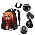Miniatyrbilde 3 av 5: Ungdom Metamorfose Turning Red Student Bag, Animasjonsryggsekk Tredelt Sett, Måltidspose Blyantpose Ryggsekk（Tredelt Sett，2）