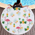 Miniatyrbild 1 av 4: Strandhandduk 150 X 150cm Rund Strandhandduk Överdimensionerad Tjock Filt Mikrofibertyg Med Bomullsfrans Flamingo Ananas Chunky Nyhetstryck Stor T