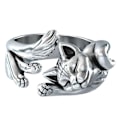 Miniatyrbilde 1 av 5: Legering Kitten Åpen Ring Europeisk Og Amerikansk Retro Live Cat Totem Ring Kvinne