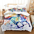 Miniatyrbild 1 av 2: 3D Digitaltryck Djur Häst Student Quilt Cover Sängkläder Tredelad Set DWM3 180*200cm -ZHENV（180*200cm）