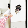 Miniatyrbild 4 av 5: 2 stycken Dogtoilet Flush Toalettdekal PVC-material Väggdekoration Katttema Kommer Ut Ur Hålet Väggdekal Färgglad Väggdekal