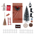 Miniatyrbild 1 av 5: 1/12 1/6 Jul Dörr Kit för Dockhus - Utsökt Hantverk, Söt Färgrik Miniatyr Trä Dockhus Dörr Kit