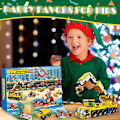 Miniatyrbillede 2 af 2: Julegave med håndrevne adventskalender-nedtælling, byggeklodser med biler i blindebokse