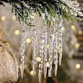 Miniatyrbild 1 av 3: 24 st plastjulkristaller, julgransprydnader, kristalljulkulor, transparenta, 13*1cm
