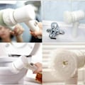 Miniatyrbillede 5 af 5: Elektrisk rengøringsbørste 5-i-1 magisk batteridrevet skrubber til køkken, badeværelse, badekar, bruser, fliser, tæppe, bidet, sofa hvid