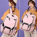 Pikkukuva 4 / 4: Korean Style Nylon Vedenpitävä Muoti Matkustaa Suuri Kapasiteetti Ulkoilureppu（Pink）