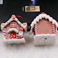 Miniatyrbild 4 av 5: 3 st julbelyst pepparkakshus prydnad miniatyr julby hus ljus