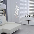 Miniatyrbillede 4 af 5: 3D Blomsterspejl Vægklistermærke til Soveværelse Stue Sofa Baggrund Tv Væg Baggrund, (Sølv)