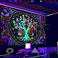 Miniatyrbild 5 av 5: Blacklight Livets Träd Tapestry Väggbonad Trippy Tapestry UV-Reaktiv Väggbonad Galaxy Tapestry Blacklight Tapestry För Sovrum (130x150cm)