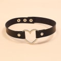 Miniatyrbillede 2 af 5: Wabjtam 2 stk. Kvinde Mænd Cool Punk Choker Hjerte Form Biker Læder Studded Choker Pu Læder Krave Choker Rock Gotisk Halskæde Choker