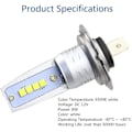 Miniatyrbillede 3 af 4: 2 x H7 3030 LED-pære sæt til nærlys og fjernlys 6000k hvid 55w 6000lm tågelygte