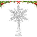 Miniatyrbild 1 av 5: Julgransstjärna 21cm Julstjärna Topp Guld Stjärna Julgrans Topp Silver Julgrans Toppar Snöflinga (silver)