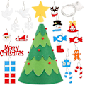 Miniatyrbild 3 av 4: Filttall julgran DIY julgran med ornament strängljus för barn