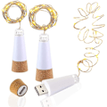 Miniatyrbillede 1 af 5: Led-belyst flaskehætte, USB-genopladelig, 1,9 m 20 LED'er, kobbertråd, LED-lys til gør-det-selv