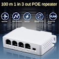 Miniatyrbilde 5 av 5: 1 til 3 port PoE-utvider 10/100M Poe-repeater IEEE802.3Af for IP-transmisjonsutvider for POE-svitsj