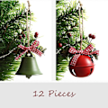 Miniatyrbild 4 av 5: 12 stycken jul-klockor, julgranspynt, metallklockor julpartydekorationer
