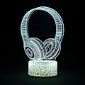 Miniatyrbilde 3 av 4: Hodetelefon 3D-lampe nattlys 3D-illusjonshodetelefonlampe for barn, 7 farger endres med fjernkontroll, barneromsdekor