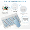 Miniatyrbild 5 av 5: Bluetooth Tangentbord och Mus Combo Uppladdningsbart Portabelt Trådlöst Tangentbord Mus Set För iPad Tablet Windows (10 Tum Blå)