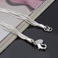 Miniatyrbilde 5 av 5: 925 Sterling Sølv Fem-Linjers Kjede med Fem-Hjerte Armbånd