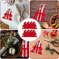 Miniatyrbild 5 av 5: 8 Bestickpåsar, Julfilt Besticksunderlägg Servispaket Mode Bestickpaket Underlägg Kustfartyg Semesterfest Borddekoration (grå, C)
