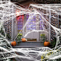 Miniatyrbild 5 av 5: Halloween-webbdekorationer 30 kvm dekorationssträckbar webb med falska plastspindelnät utomhus webb Halloween-dekor
