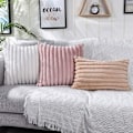 Miniatyrbild 4 av 5: Kudde och kuddfodral set om 2 dekorativa kuddfodral Faux Fur Plysch Fuzzy Stripe Mjuka örngott för soffa Soffa Sovrum 50 X 50cm