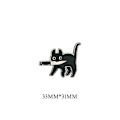 Miniatyrbild 1 av 5: Svart kattformad populär emaljnål