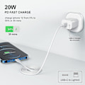 Pikkukuva 3 / 3: iPhone nopea laturi USB-C virtalähde 20W + kaapeli valkoinen