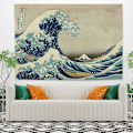 Miniatyrbild 4 av 4: Väggdekor 180x120CM Vågtäcke Havsvågstäcke Den Stora Vågen utanför Kanagawa Katsushika Hokusai Trettiosex Vyer Mount Fuji Väggbonad