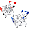 Miniatyrbild 1 av 2: 2 st Mini Shopping Cart Supermarknadsvagn Shopping Utility Cart Mode Lagringsleksak, Blå och Röd