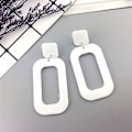 Miniatyrbilde 5 av 5: Retro Enkle Akryl Geometriske Kvadratiske Hule Øredobber For Kvinner Hvite Statement Drop Øredobber Akryl Kvadratiske Hule Øredobber -,shznv