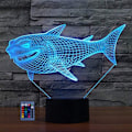 Miniatyrbild 1 av 5: Ltd Creative Shark 3D Nattlampa USB-driven Beröringsknapp Fjärrkontroll LED Dekoration Optisk Illusion 3D Lampa 7/16 Färger Byter Barn Leksak Ch