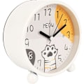 Miniatyrbild 5 av 5: 4 tum Rund Väckarklocka Söt Cartoon Cat Paw, Bakgrundsbelysning, Batteridriven, Tyst, Analog Väckarklocka för Sovrum, Sängbord, Skrivbord, Vit