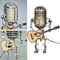 Miniatyrbild 5 av 5: USB Retro Stil Mikrofon Robotlampa Håller Gitarr Med Ljus Vintage Heminredning Gul