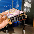 Miniatyrbild 5 av 5: TPU Lyxigt Fodral med Snodd för iPhone 13 6.1\" Stötsäkert Skyddande Robust Fodral Passar Apple iPhone 13 med Ringstativ Kvadratisk Design Rosa