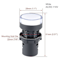 Miniatyrbillede 2 af 5: 2 stk. AC/DC 110V indikatorlamper, gult LED, forsænket panelmontering 7/8\" 22mm（hvid）