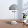Miniatyrbilde 4 av 5: Led Blomsterpot Bordlampe Trådløs Batteri Sopplampe, Moderne Macaron Lampe Retro Touch Dimbar Bordlampe Med 3 Farger Sengetid(grå)