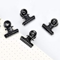 Miniatyrbillede 5 af 5: Små clips, 50 stk. metal bulldog binder clips, 22 mm bulldog papirclips, sorte hængselsclips til madposer, fotos, kontorartikler til hjemmet (sort)