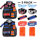 Miniatyrbild 1 av 5: 2-pack taktisk väst för barn, påfyllningspilar, taktisk mask, skyddsglasögon, omladdningsklämmor, handledsband för Nerf Nerf-tillbehör leksaksset