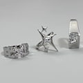 Miniatyrbillede 1 af 5: 3 stk. Ringe med kubisk zirkonia, titaniumstål, enkel og elegant