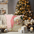 Miniatyrbild 4 av 5: Julkuddar 18x18 Set om 4 Rosa Ränder Tomte Snögubbe Snöflinga God Jul Gran Låt Det Snöa