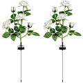 Miniatyrbild 1 av 5: Solcellsdrivna trädgårdslampor, 2-pack LED-rosblommor Dekorativa staketlampor med 10 rosor