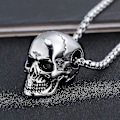 Miniatyrbillede 2 af 5: Kraniet Hoved Vedhæng Halskæde Rustfrit Stål Gotisk Punk Choker Kæde Til Mænd
