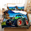 Miniatyrbild 1 av 2: 3D Digitaltryckning Cool Traktor Serie Sängkläder Tredelad Set TLJ14 180*200cm -ZHENV（180*200cm）