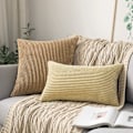 Miniatyrbild 4 av 5: 2-pack Corduroy Mjuk Enfärgad Dekorativ Fyrkantig Prydnadskudde Överdrag Set Kuddfodral Örngott För Soffa Sovrum Bil 66 x 66 cm Khaki