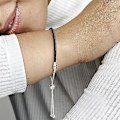 Pikkukuva 2 / 2: Moments Naisten Sterling-hopea ja nahka Cubic Zirconia nahkarannekoru riipuksille