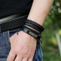 Miniatyrbillede 2 af 3: WABJTAM 4 stk. flettet læderarmbånd til mænd og kvinder, justerbar sort armbånd