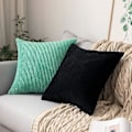 Miniatyrbild 4 av 5: 2-pack Corduroy Mjuka Enfärgade Dekorativa Fyrkantiga Prydnadskuddar Kuddfodral Örngott för Soffa Sovrum Bil 66 x 66 cm Svart